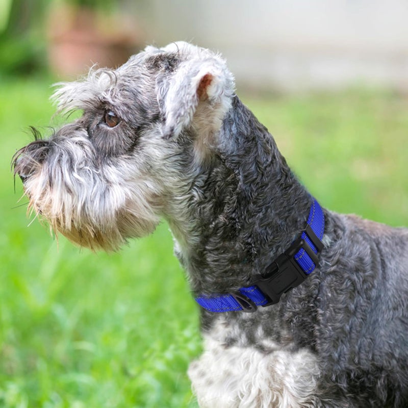 Joytale Reflective Dog Collar, Soft Neoprene Padded, Metal D-Ring, Nylon Pet Collar Adjustable for Medium Dogs, Navy Blue, M - Image 2